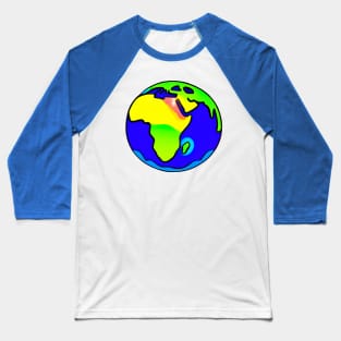 Vibrant 70s Style Planet Earth (MD23ERD004b) Baseball T-Shirt